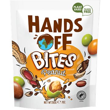 Foto van Hands off my chocolate vegan bites peanut zak 185g bij jumbo