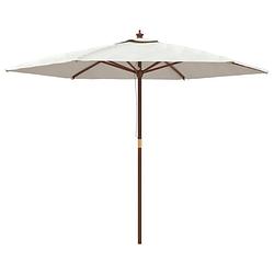 Foto van Vidaxl parasol met houten paal 299x240 cm zandkleurig