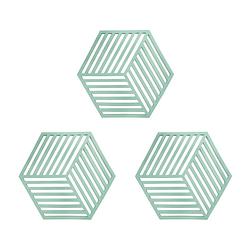 Foto van Krumble pannenonderzetter hexagon - groen - set van 3