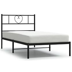 Foto van Vidaxl bedframe met hoofdbord metaal zwart 75x190 cm