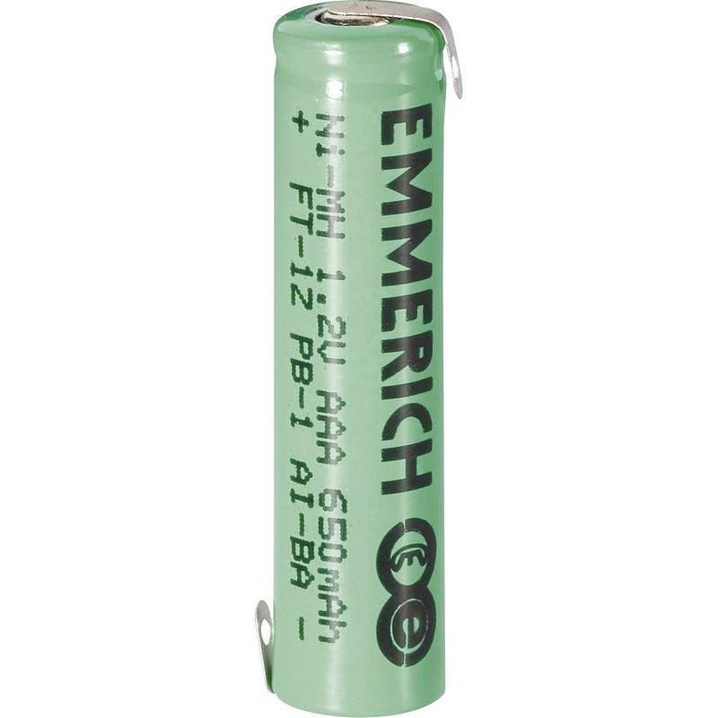 Foto van Emmerich micro zlf speciale oplaadbare batterij aaa (potlood) z-soldeerlip nimh 1.2 v 650 mah