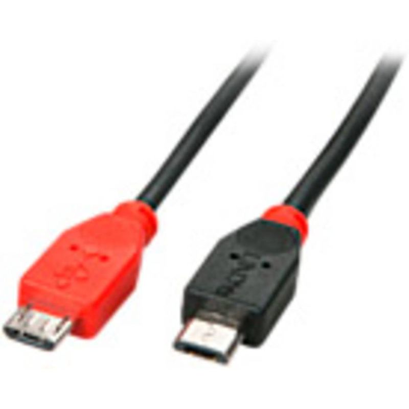 Foto van Lindy usb-kabel usb 2.0 usb-micro-b stekker, usb-micro-b stekker 1.00 m zwart met otg-functie 31759