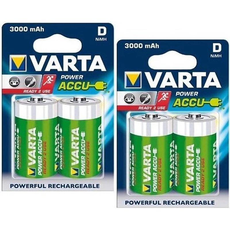 Foto van Varta oplaadbare battery mono d 3000mah - 4 stuks (2 blisters a 2stk)