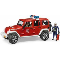 Foto van Jeep wrangler rubicon brandweerwagen met figuur