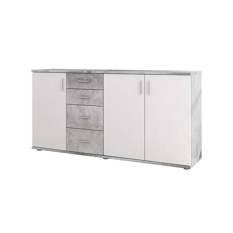 Foto van Meubella - dressoir albury - grijs - wit - 160 cm