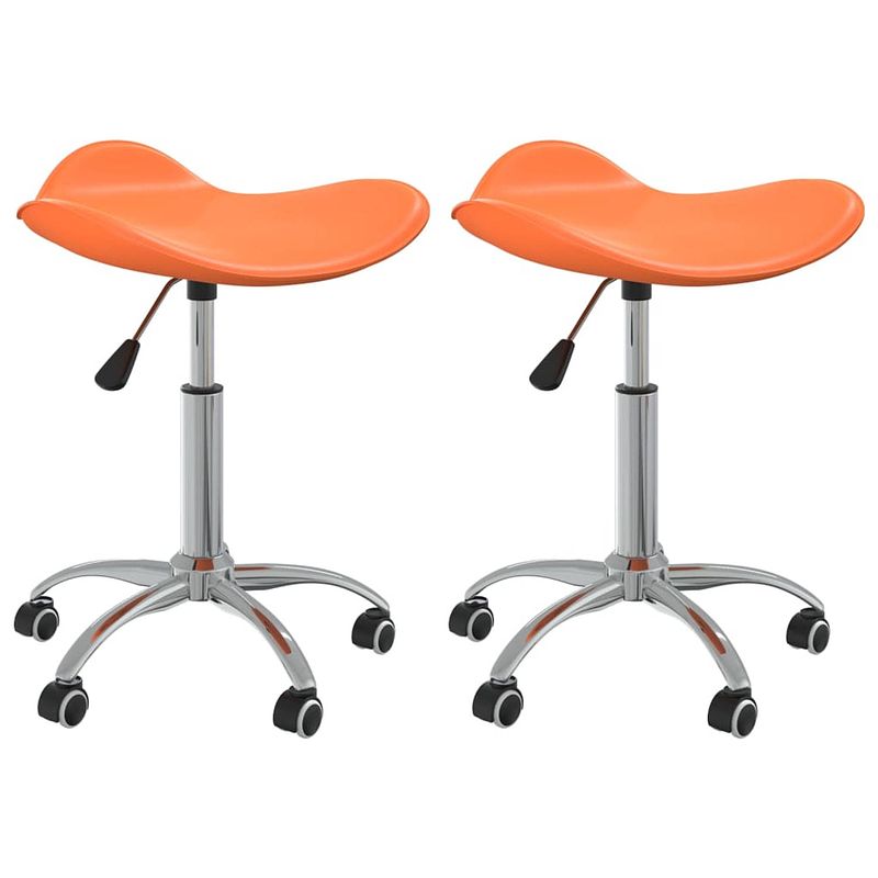 Foto van The living store eetkamerstoelen - draaibaar - kunstleer - oranje - 44x44x(46-57) cm