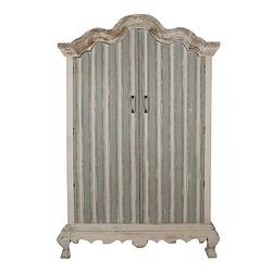 Foto van Clayre & eef wandkast 125x46x191 cm beige blauw hout opbergkast beige opbergkast