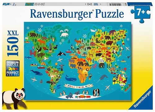 Foto van Dieren wereldkaart (150 xl stukjes) - puzzel;puzzel (4005556132874)