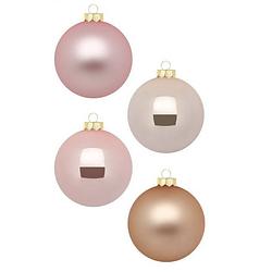 Foto van 12x stuks glazen kerstballen parel roze 8 cm glans en mat - kerstbal