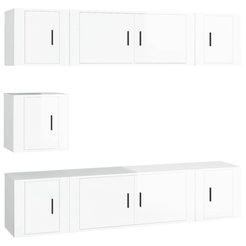 Foto van The living store tv-meubelset - wit - 2x 100x34.5x40 cm + 5x 40x34.5x40 cm