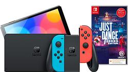 Foto van Nintendo switch oled rood/blauw + just dance 2023
