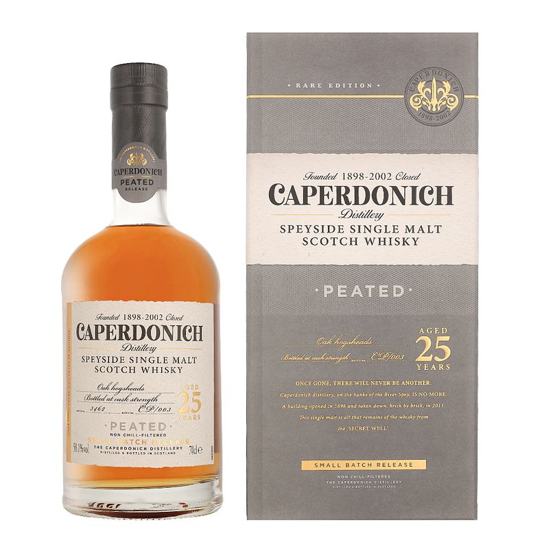 Foto van Caperdonich 25 years peated 0.7 liter whisky + giftbox