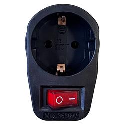 Foto van Benson stopcontact adapter - zwart - met randaarde en schakelaar - verdeelstekkers