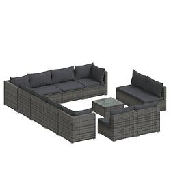 Foto van Vidaxl 13-delige loungeset met kussens poly rattan grijs