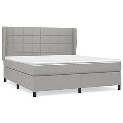 Foto van The living store boxspringbed - 1 - bed - 203 x 183 x 118/128 cm - lichtgrijs - pocketvering matras - middelharde