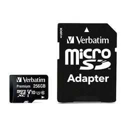 Foto van Verbatim micro sdxc premium 256gb class 10 inc adapter microsdxc-kaart 256 gb uhs-class 1
