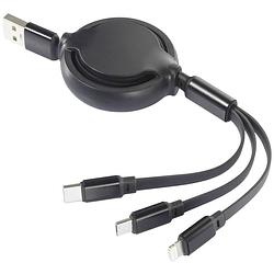 Foto van Renkforce usb-laadkabel usb 2.0 usb-a stekker 1.00 m chroom-zwart flexibel rf-5800360