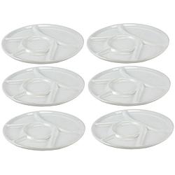 Foto van 6x witte fondue/gourmet/bbq borden 22,7 cm 6 vakken - gourmetborden