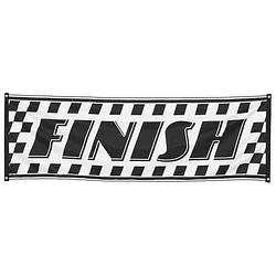 Foto van Grote finish vlag zwart/wit 74 x 220 cm - feestbanieren