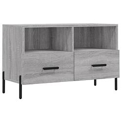 Foto van The living store televisiekast modern grijs sonoma eiken - 80 x 36 x 50 cm - bewerkt hout en ijzer