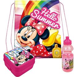 Foto van Disney minnie mouse lunchbox set voor kinderen - 3-delig - roze - incl. gymtas/schooltas - lunchboxen