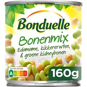 Foto van Bonduelle bonenmix edamame kikkererwten & groene kidneybonen 160g bij jumbo