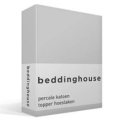 Foto van Beddinghouse percale katoen topper hoeslaken - 100% percale katoen - lits-jumeaux (180x210/220 cm) - light grey