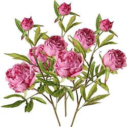 Foto van Topart kunstbloem pioenroos spring dream - 3x - roze - 73 cm - kunststof steel - decoratie - kunstbloemen