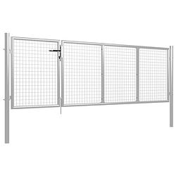 Foto van The living store tuinpoort - staal - 350 x 150 cm - zilver - incl - slot