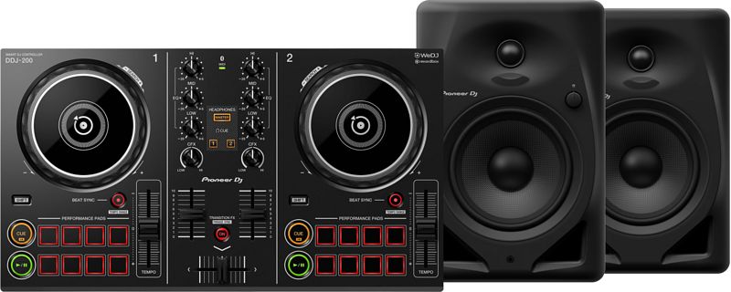 Foto van Pioneer dj ddj-200 + pioneer dj dm-50d zwart