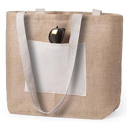 Foto van Jute/katoenen naturel shopper/boodschappentas 48 cm - boodschappentassen