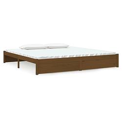 Foto van The living store bedframe the living store houten bedframe - 205.5 x 205.5 x 31 cm - honingbruin - massief grenenhout