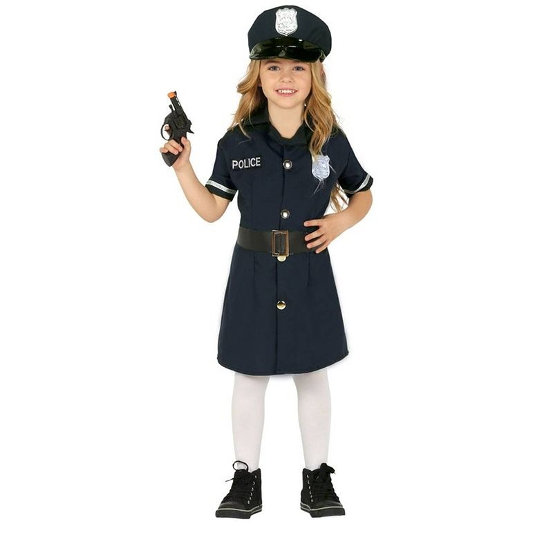 Foto van Politie agent uniform jurkje voor meisjes 5-6 jaar (110-116) - carnavalsjurken