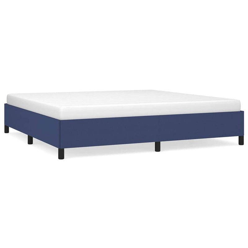 Foto van The living store bedframe blauw - stof multiplex - 203 x 203 x 35 cm - duurzaam en ondersteunend