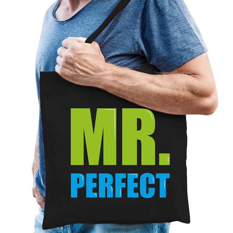 Foto van Mr. perfect cadeau tas zwart voor heren - feest boodschappentassen