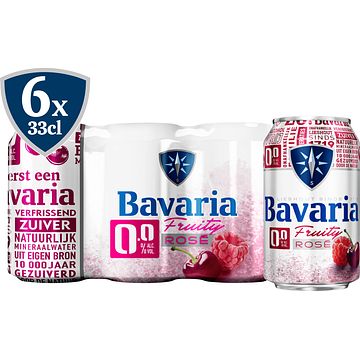 Foto van Bavaria fruity rose 0.0% alcoholvrij blik 6 x 330ml bij jumbo