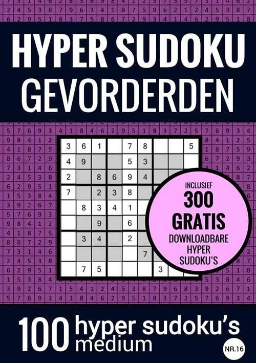 Foto van Sudoku medium: hyper sudoku - nr. 16 - puzzelboek met 100 medium puzzels voor volwassenen en ouderen - sudoku puzzelboeken - paperback (9789464655001)