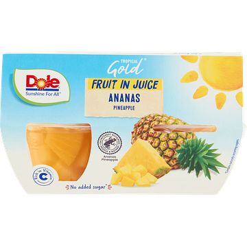 Foto van Dole tropical gold fruit in juice ananas 4 x 113g bij jumbo