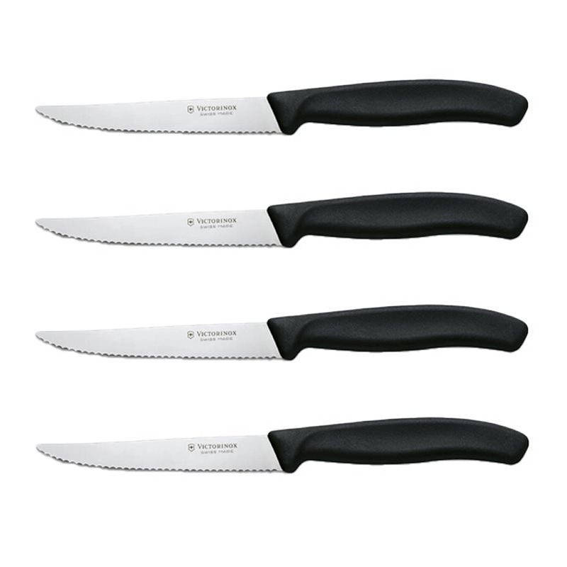 Foto van Victorinox swiss classic steakmessenset - 4 -delig - zwart