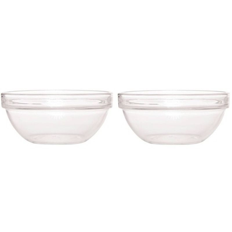 Foto van 2x salade schalen/slakommen van glas 26 cm - saladeschalen