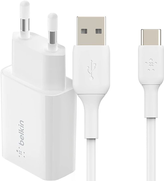 Foto van Belkin quick charge oplader 18w + usb c kabel 2m kunststof wit