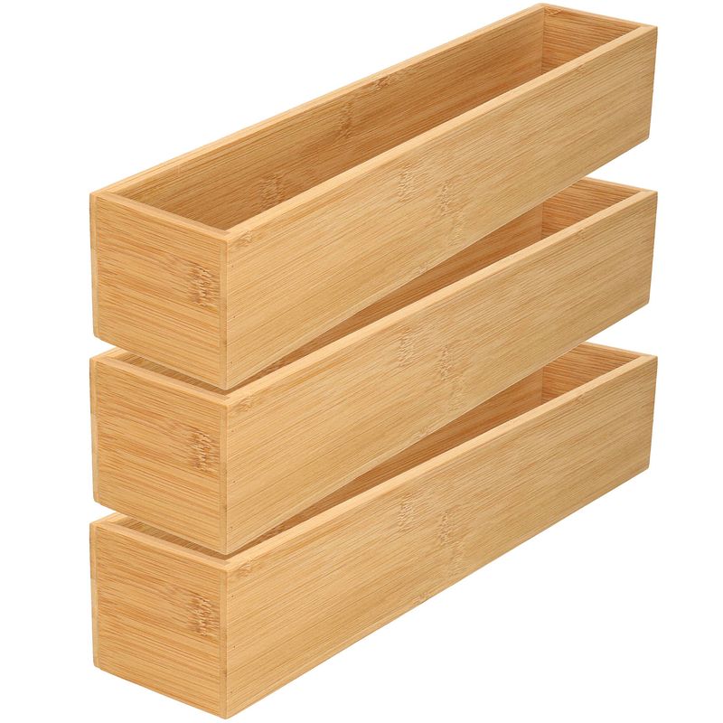 Foto van 3x stuks kast/lade/make-up sorteer organizer bamboe hout bakje 7.5 x 38 x 6.5 cm - make-up dozen