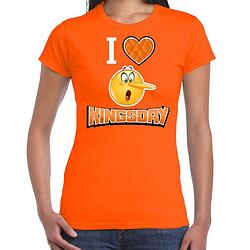 Foto van Oranje koningsdag t-shirt - i love kingsday - dames l - feestshirts