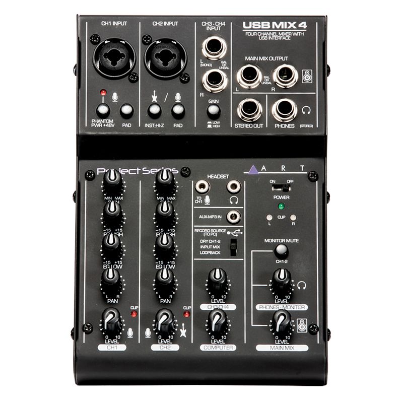 Foto van Art usbmix4 4-kanaals mixer en audio interface