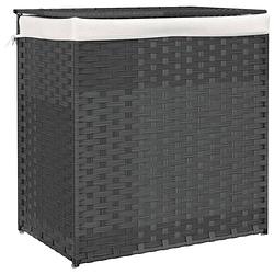 Foto van Vidaxl wasmand met 2 vakken 53x35x57 cm poly rattan grijs