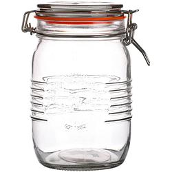 Foto van Urban living voorraadpot/bewaarpot - 1l - glas - met beugelsluiting - d14 x h17 cm - voorraadpot