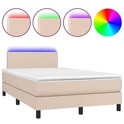 Foto van The living store boxspring cappuccino kunstleer - 203x120x78/88cm - incl - matras en led