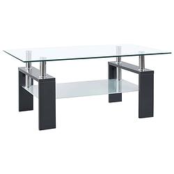 Foto van Infiori salontafel 95x55x40 cm gehard glas transparant en grijs