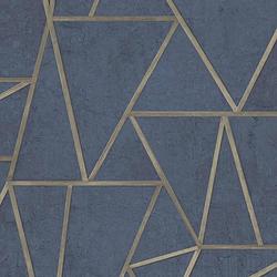 Foto van Dutch wallcoverings behang driehoeken petrolblauw en goud