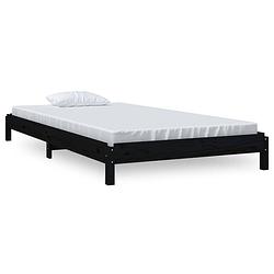 Foto van The living store bedframe - stapelbaar - zwart - 206.5 x 96.5 x 22 cm - massief grenenhout